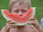 Blake eating watermelon