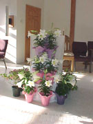 pulpit decorated with flowers