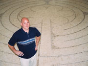 Labyrinth creator Christopher Rayne with his marble mosaic