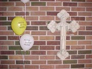 Easter balloons and cross