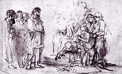 Rembrandt's painting of Jesus healing a leper