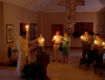 Worship in the entry hall
