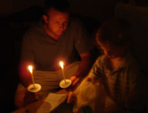 Geoff and Chris by candlelight