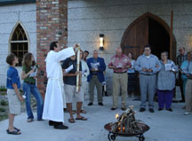 Frank lights the Paschal candle