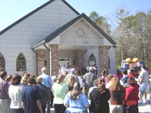 Front of the church at the beginning of the service