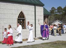 Palm Sunday procession at King of Peace