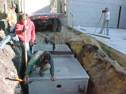 King of Peace's actual septic tank being installed